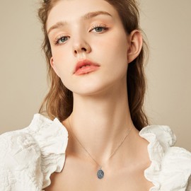 SIMONLY 925 Sterling Silver Celtic Triskele Necklace Good Luck Clover Irish Knot Necklace Oval Pendant Jewelry for Women Men St.Patrick's day Gifts