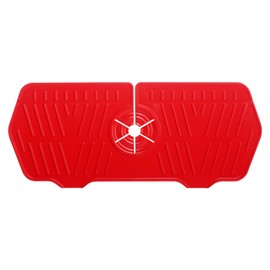 K SZKMG Kitchen Guard Faucet Mat Silicone Handle Drip Catcher Tray for Kitchen Sink Dish Soap Sponge Holder Organizer Store Sink Protector Splash Guard Cover Faucet Countertop Pad (Red)