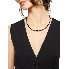 BREIL - Magnetica System Collection TJ3048 Women's Necklace - Stainless Steel Necklace with Polished Steel Balls (Pink IP) and Faceted Onyx Balls - Maximum Length 45 cm, Stainless steel, steel, Onyx