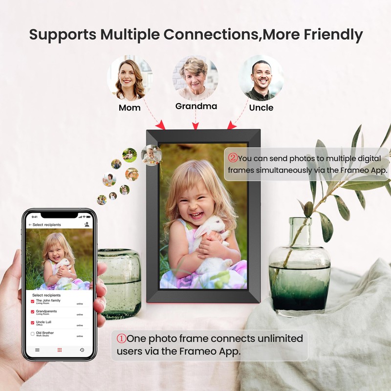 FRAMEO Digital Picture Frame WiFi 10.1 Inch - 1280 x