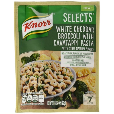 Knorr Selects Pasta Side Dish, White Cheddar Broccoli with Cavatappi Pasta, 3.5 oz, Pack of 8