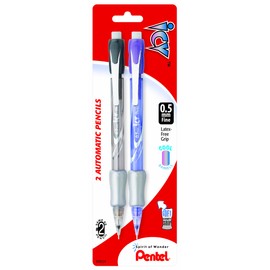 Pentel Icy Automatic Pencils with Lead, 0.5mm, Assorted Barrels, Color May Vary, 2 Pack (AL25TLBP2)