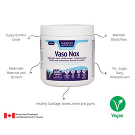 Maxion Vaso Nox with Beetroot and Taurine to Support Nitric Oxide Levels, Cardiovascular Health, and Connective Tissue Formation, 308g Powder