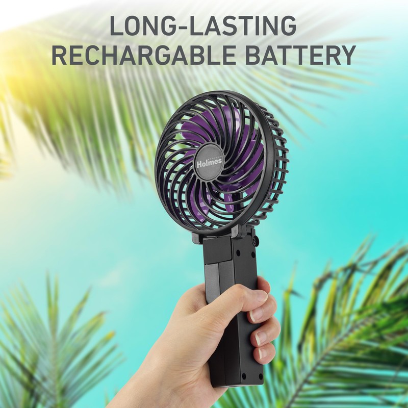 Holmes 4" Portable Handheld Fan – 3 Speeds, Rechargeable, USB-C,