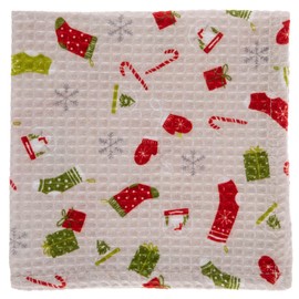 Karma, Holiday Waffle Weave Dishcloths Set of 4, 100% Cotton Waffle Weave Kitchen Dish Towels, 12x12 Inch Dishcloths for Kitchen Cleaning & Drying Dishes, Traditional