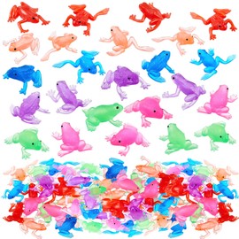 Jenaai 48 Pcs Mini Frog Toys Colorful Rubber Frogs Passover Frog Realistic Jumping Frogs Soft Stretchy Vent Stress Frog Party Favors for Passover, Home Decor, Photography Props, Goody Bag Fillers