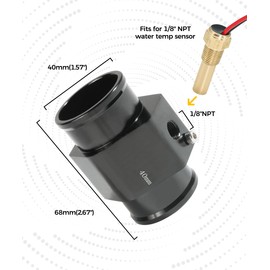 Flaconi Car Water Temperature Connection Pipe, 1.1 - 1.57 Inch Water Temperature Sensor Radiator Hose Car, Joint Pipe Hose Sensor Gauge Adapter with 2 Pieces Clamps, Suitable for Most Cars (40 mm)