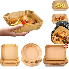 AL-FAHMI Disposable Paper Liner Non-Stick Paper Liners Air Fryer Liners Heat Resistant Paper for Airfryer, Baking, Roasting & Cooking, Different Shape and Sizes (Square Medium 16cm x 16cm)