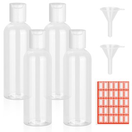 CHGANG 4 Pack Travel Bottles for Toiletries,3.4oz TSA Approved Leakproof Travel Size Containers Empty Small Plastic Travel Essentials Accessories with Labels for Shampoo,Conditioner,Lotion