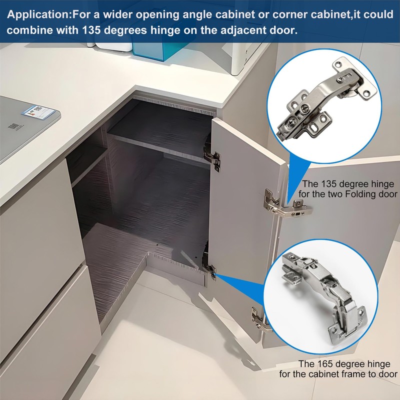 135 Degree Corner Cabinet Hinges, Lazy Susan Bi-Fold Door Hinges