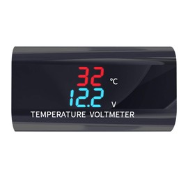 Kadagg 2 in 1 Auto Motorrad Wasserdicht für 12V Voltmeter Thermometer 0,28 Zoll Displa Temperaturmessgerät Kunststoffgehäuse
