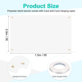 PATIKIL 2 PCS Blank Banners Signs to Decorate 3'x5' Sublimation White Banner with Hanging Rope for Business Outside Outdoor Wall
