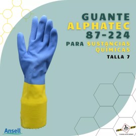 Ansell Guante Químico 87-224 Caucho Natural Neopreno Forro Flocado