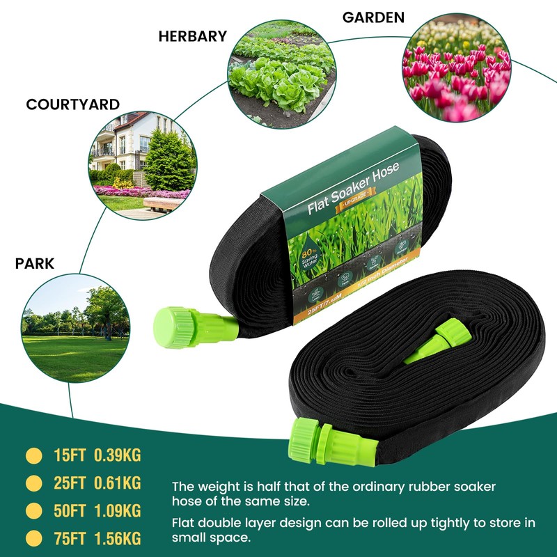Soaker Hose - Flat Soaker Hose 100FT for Garden Beds,