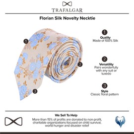 Trafalgar Men's Florian Silk Novelty Necktie, Yellow and Light Blue