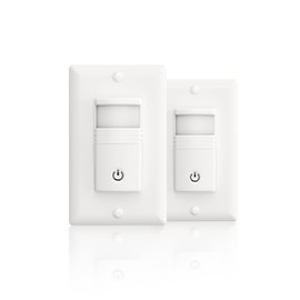 ECOELER Motion Detector Light Switch, PIR Infrared Sensor Switch with Sensitivity & Delay Adjustable, OCC & VAC Selectable, Single Pole, No Neutral Wire, UL Listed & FCC Listed, White, 2 Pack
