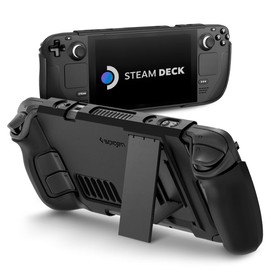 Spigen Thin Fit Pro Funda Protectora para Steam Deck LCD (2022) / Steam Deck OLED (2023) con Soporte diseñado para Steam Deck Funda de TPU y PC con absorción de Golpes Cubierta antiarañazos - Negro