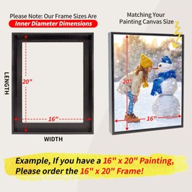 TYPTEK Canvas Floating Frame, Floater Frame Wood-Look Wall Art Painting Frame for Finished Canvas Painting 1 1/4 inch Deep Picture Frame for Wall Art Home Office Gallery Decor, 4 Colors/52 Size Optional