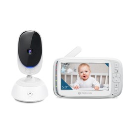 Motorola Nursery Video Baby Monitor with Camera, 5" Screen, 2-Way Audio, Night Vision, Temperature Sensor, No WiFi,1000ft Range, Lullabies, VM75