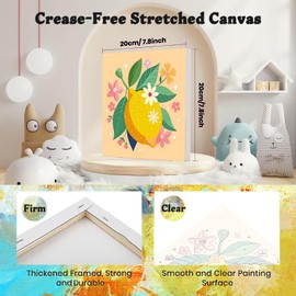 cviokrdu 4 Pack Framed Paint by Numbers Kit for Adults,Fruit Paint by Number for Beginners,DIY Easy Acrylic Oil Painting Kits on Canvas for Home Wall Decor (8x8inch)