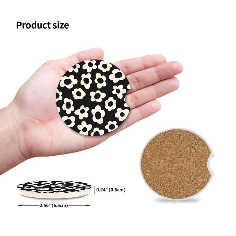 Adastrah Absorbent Car Coasters 2 Pack for Cup Holders, 2.56"