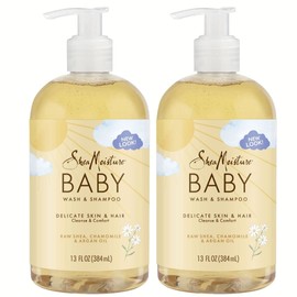 Shea Moisture Raw Shea Chamomile & Argan Oil Baby Wash & Shampoo, Gentle Cleansing, Frankincense & Myrrh, Calming & Comforting for Baby’s Soft Skin (Pack of 2-13 Fl Oz Ea)
