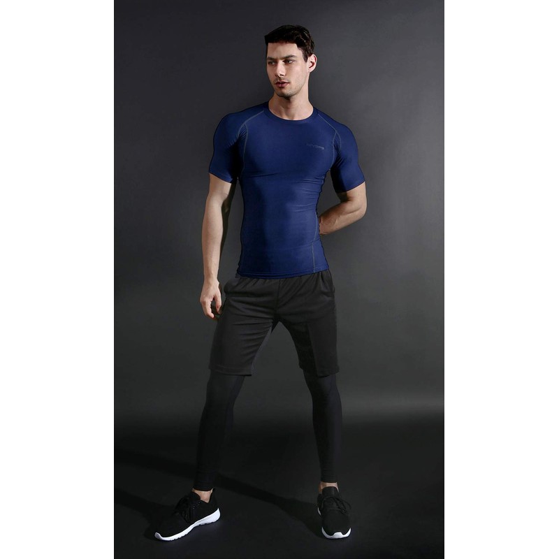 DEVOPS 3 Pack Men's Athletic Short Sleeve Compression Shirts (Medium,