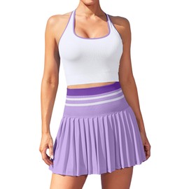 ATTRACO Women Tennis Sets with Shorts 2 Piece Golf Dresses Vacation Dress Colorblock Purple S