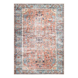 Bloom Rugs Washable Non-Slip 8' x 10' Rug - Orange/Blue Traditional Area Rug for Living Room, Bedroom, Dining Room, and Kitchen - Exact Size: 8' x 10'