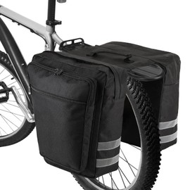 zeroto Pannier Bike Bags, 28L Bike Rack Bag Waterproof Bicycle Pannier Bag Durable Bike Saddle Bag for Rear Rack with Reflective Trim, Carrying Strap for Road Bikes, Mountain Bikes（Black）