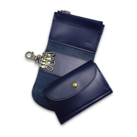 Harewith Men's Key Case, Genuine Leather, Coin Purse Included, Magazine Listed in Japanese Brands, Father's Day, Smart Key Compatible, Card Case, Car Key Case, navy