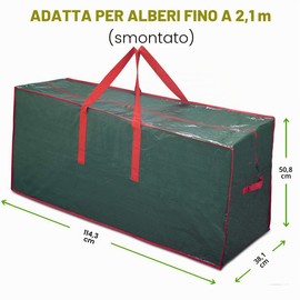 ProPik - Borsa per albero artificiale, adatta alberi fino a 2,1 m, alti smontati, custodia di 114,3 x 38,1 50,8 cm, perfetto contenitore Natale con elegante cerniera e maniglie, verde