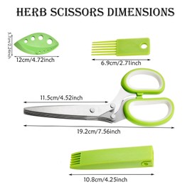 3PCS Gourmet Herb Scissors Set - Stainless steel 5-Blade Multi-Purpose kitchen Scissors With Safety Cover And Cleaning Comb - Cutter/Chopper/Chopper For Herbs - Kitchen Gadgets