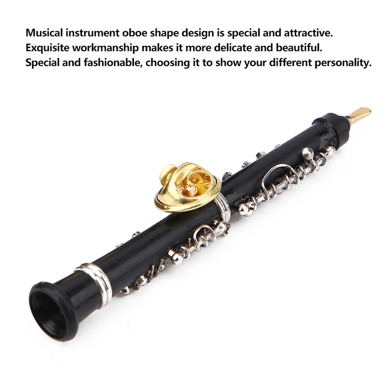 Oboe Shape Design Mini Pin Brooch Musical Instrument Craft Clothing