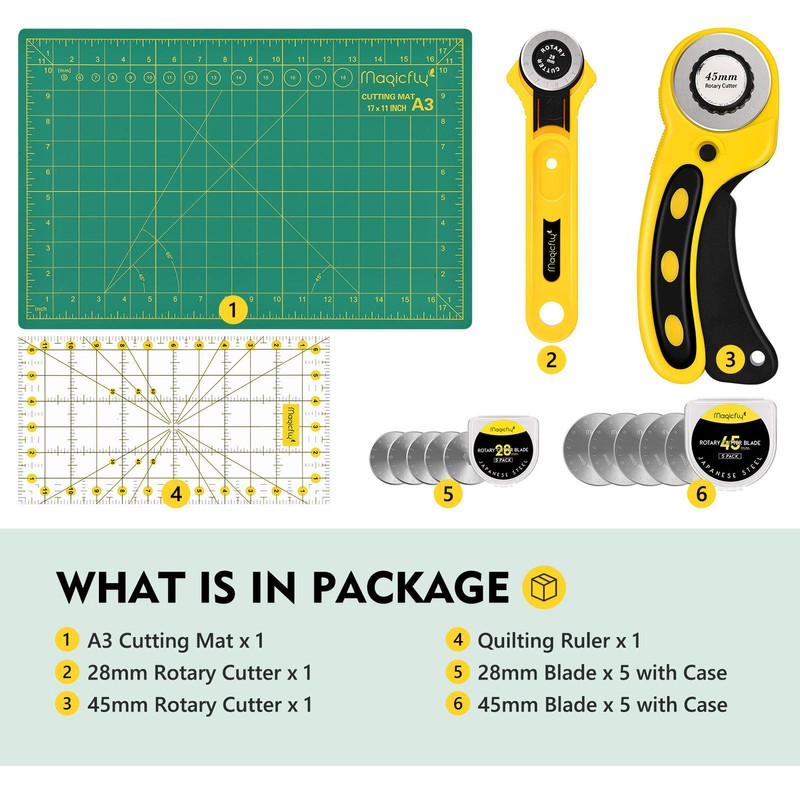 Magicfly Rotary Cutter Set, 45mm and 28mm Fabric Cutters Kit