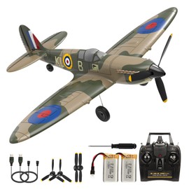 RC Plane, Spitfire 2.4G 4 CH Remote Controlled Aeroplane RTF Aerobatic Warbird Planes Toy for Beginners Children Adults with 6-Axis Gyro Stabilisation System 761-12