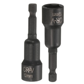 sourcing map 2Pcs 1/4" Hex Shank 12mm Magnetic Hex Socket 65mm Length, CR-V Steel Quick-Release Impact Driver Socket Wrench Screw for Impact Drill Power Nut Setter