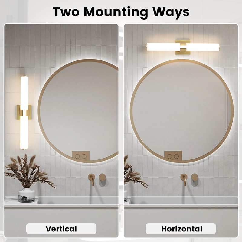 AIJIASI Bathroom Vanity Light Fixtures Over Mirror - 28W Gold