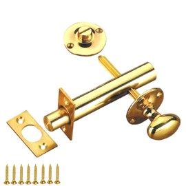 TERF® Heavy Duty Polished Brass 60mm Thumb Turn Security Bolt Door Lock and Emergency Coin Release Thumb-turn Privacy Door Lock with Fixing Screws For Toilet Bathroom and - Pack of 1
