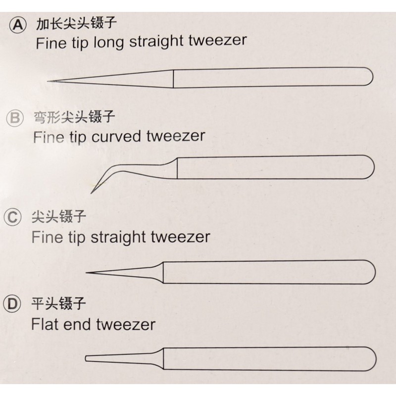 WWS Trumpeter Tools - Set of 4 Precision Tweezers WWST11