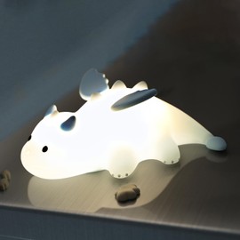 Dinosaurier Nachtlicht Kinder stilllicht,Silikon Lampe Baby Nachttischlampe,3 Lichtmodi,7 Farben Dimmbar,USB Aufladbare und Timer-30 Minuten,Kinderzimmer Deko,Baby Geschenk Junge Mädchen