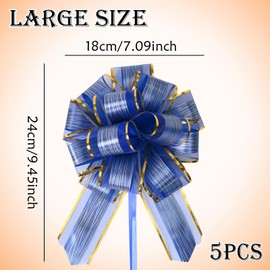 LHLZNB 5 pieces Big Car Bow,Giant Bow for Car(63inch/160 cm),wedding car ribbon kit，car ribbon for prom，Gift Wrapping for New Car,Huge Presents Bows Decoration (blue)