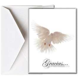 Tarjetas Funerales de Agradecimiento, Tarjetas de Gratitud, Tarjetas de Gracias (25 Cantidad) FTKC1041ES Paloma (Nombre del familiar impreso personalizado - Seleccione verso deseado)