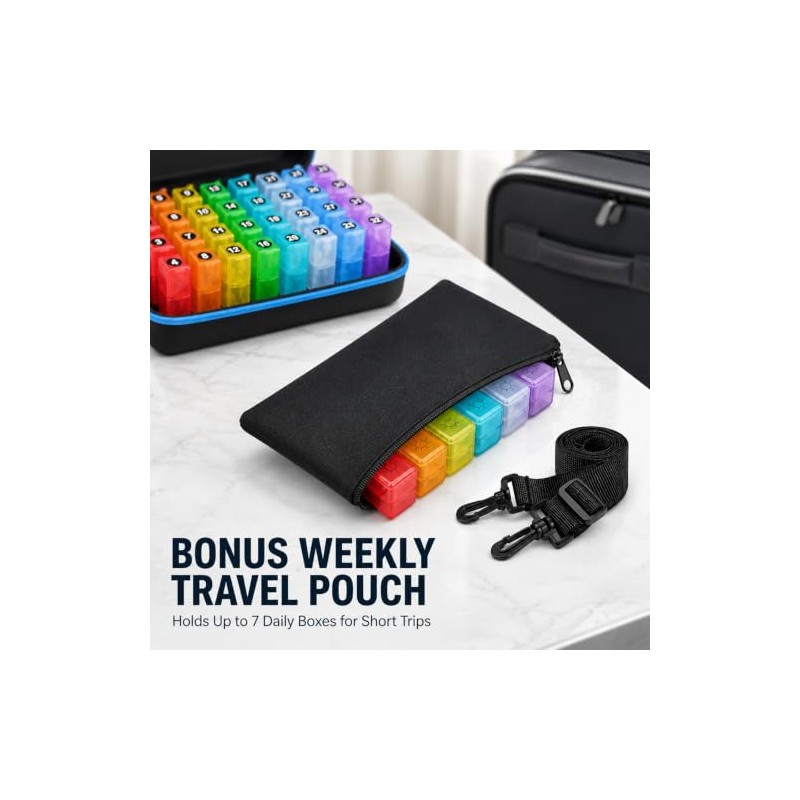 Monthly Pill Box Organiser 3 Times a Day with Hard