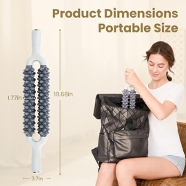Double Row Muscle Roller Stick for Muscles Deep Tissue，with one-Piece Roller, Bionic Massage Contacts and Non-Slip Handle,High Efficiency Relieves Soreness & Tension，Stocking Stuffers for Adults Men.