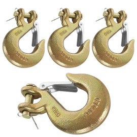 Ailengy Slip Hook, 4 Pack Heavy Duty Safety Latch Hook 3/8'', G70 Forged Steel 18,000 Lbs Capacity Tow Chain Clevis Grab Hook for Trailer Truck Transport Tow Chain Hook