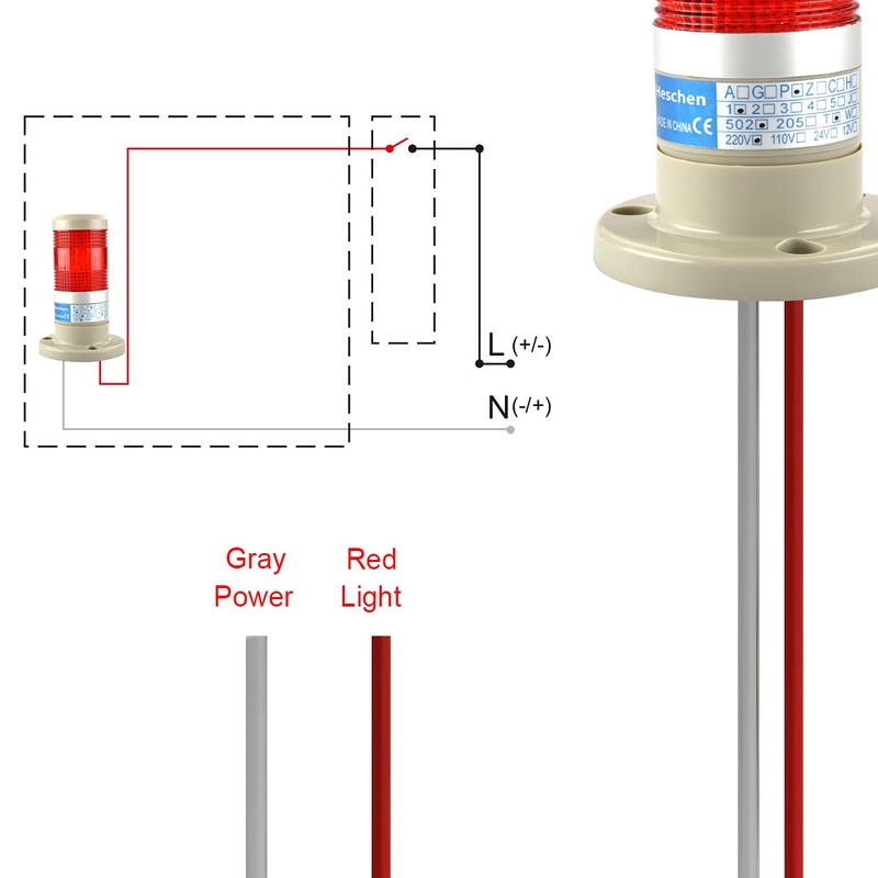 Heschen LED Warning Light Tower Signal Light Continuous Light 220
