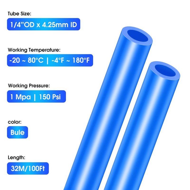 TAILONZ PNEUMATIC Blue 1/4 Inch od 32 Meter 100ft PU