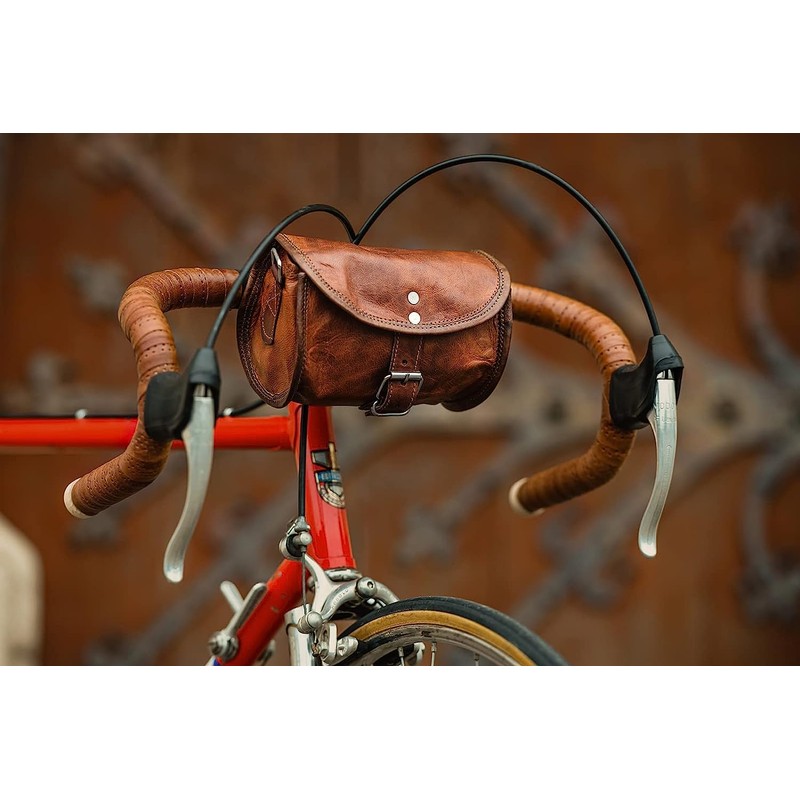 american blue Leather Bicycle Bag Handlebar Bag Saddle Bag Shoulder