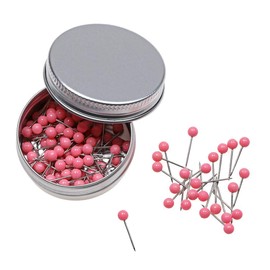 Tupalizy 1/8-Inch Map Tacks Plastic Beads Head, Steel Point, 120-count (Pink)